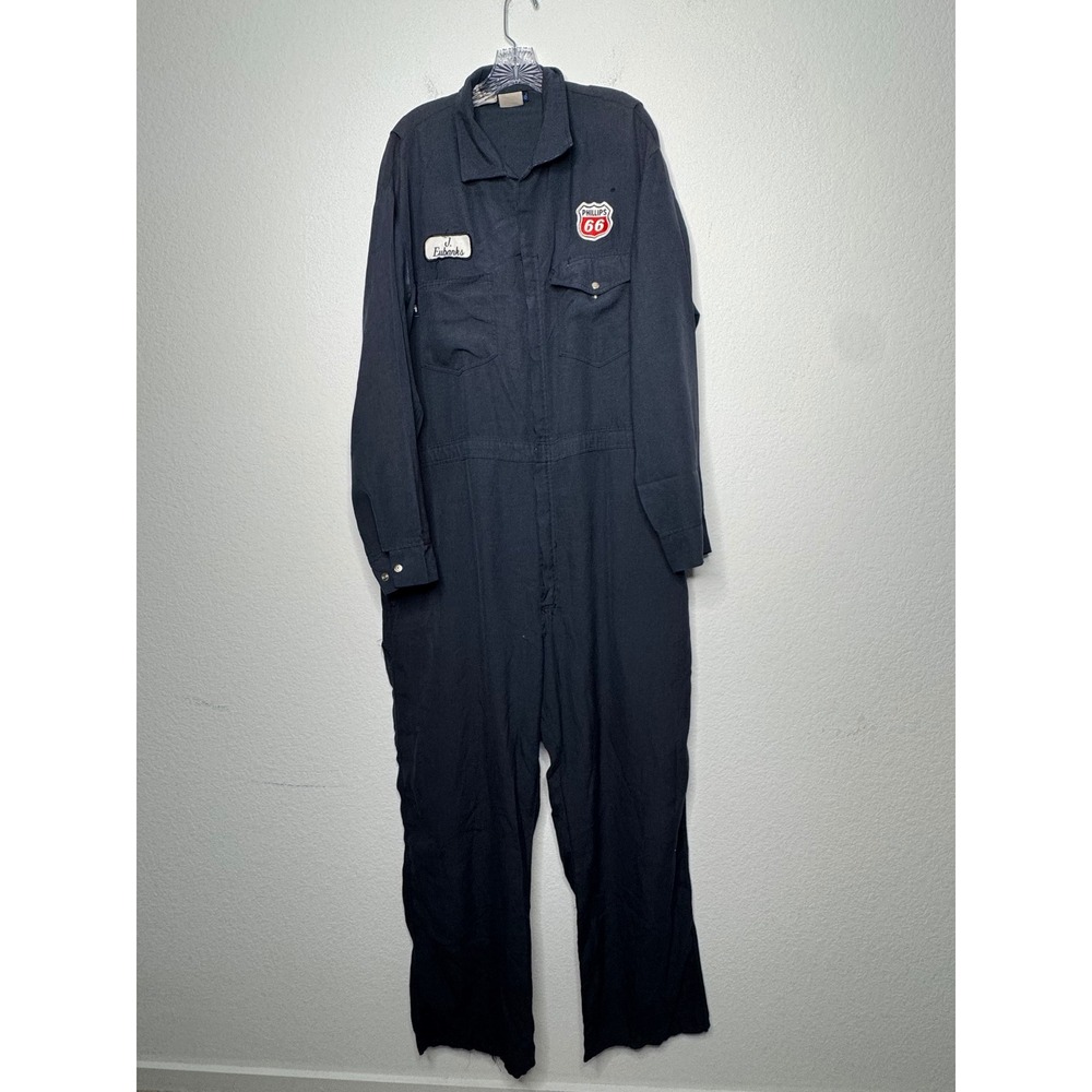 Workrite Mens Phillips 66 Flame Resistant Coveralls Navy Blue 50R XL-R Vintage